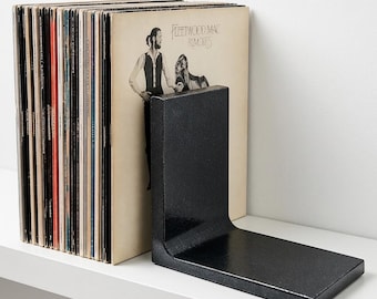 Heavy Duty Metal Bookends | Minimalist Industrial Book Ends | Bookends for Vinyl Records, Cutting Boards and Kitchen Decor