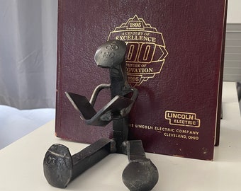 Reading Figurine, Bookend Bookworm, Home Office Decor, Reader Sculpture, Gift idea for reader, reading enthusiast Christmas gift idea