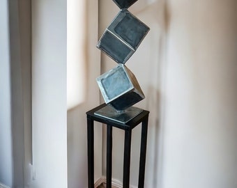 Modern Office Decor, Art Deco Steel Sculpture, Modern Decor, Expressionist Minimalist Geometric Abstract Art, Handmade in USA by MPmetals