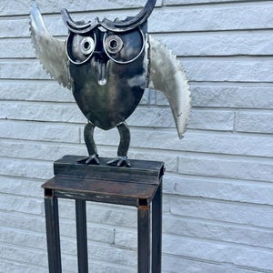 Rustic Steel Sculpture, Outdoor Metal Sculpture, Metal Arts, Owl Sculpture, Home and Living Display, Yard Arts, Modern Industrial Steampunk