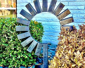 large garden sculpture, large metal yard art sculpture, large outdoor sculpture mid century modern contemporary geometric abstract sculpture