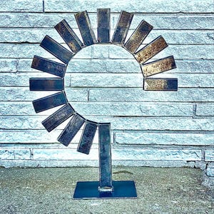 Large metal sculpture, mid century modern garden yart art statue rustic decor, brutalist sculpture, industrial floor sculptures patio statue