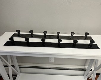 Hat Coat Clothing Rack - Universal Rack, Industrial Rustic Rack Hooks, Home Entry way Rack, Steampunk Railroad Clothing Hat Key Rack