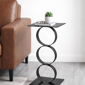 Contemporary Plant Stand Sculpture – Modern Metal Side Table, Geometric Abstract Accent Table, Contemporary Home Decor for Minimalists