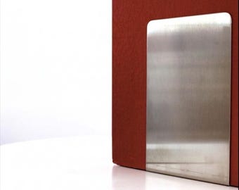 Modern Stainless Steel Bookends, Minimalist Heavy Duty Organizer for Books, Records, Magazines, Home Office Desk Decor, Bookshelf Organizers
