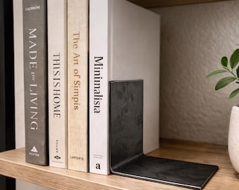 Slide Under Metal Bookend – Hidden Book Support – Minimalist Steel Book Holder – Durable Bookend – Modern Shelf Organizer