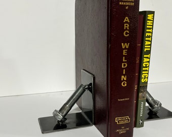 Metal Bookend Set, Industrial Modern Bookend, Bolt Bookend, Industrial Utility, Readers Gift, BookShelf, Modern Elegant