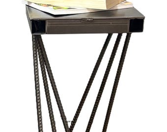 modern industrial accent table, handmade metal table, modern rustic furniture, metal side table. coffee end table, unique home decor