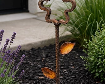 Large Metal Flower Sculpture Outdoor Garden Yard Art Decor, Rusted Rustic Flower Decor, Gift Idea for her, rusted garden Decor for landscape