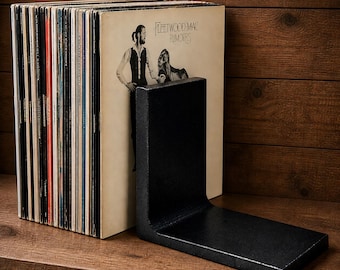 Heavy Duty Metal Bookends | Minimalist Industrial Book Ends | Holds books, Vinyl Records, Cutting Boards and Kitchen Decor