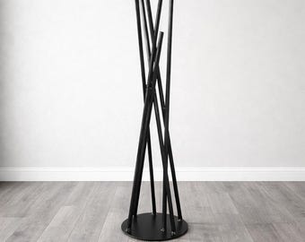 modern metal abstract sculpture, large home office sculpture art deco, modern corporate office decor, large freestanding metal sculpture