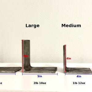 May include: Four metal L-shaped brackets in varying sizes: XL, Large, Medium, and Small. XL measures 6in x 6in, Large is 5in x 5in, Medium is 4in x 4in, and Small is 3.5in x 3.5in. Weights are also indicated.