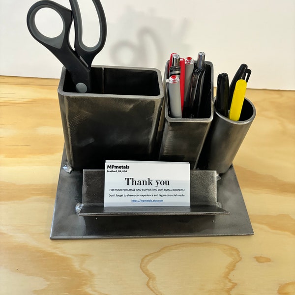 Desk Organizer, Metal Pen Holder, Business Office Orgnizer, American made, Modern Elegant