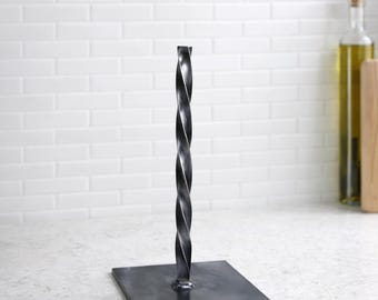 Freestanding Metal Paper Towel Holder | Heavy Duty Countertop Stand | Minimalist Industrial Kitchen Decor | One Hand Tear Roll Holder