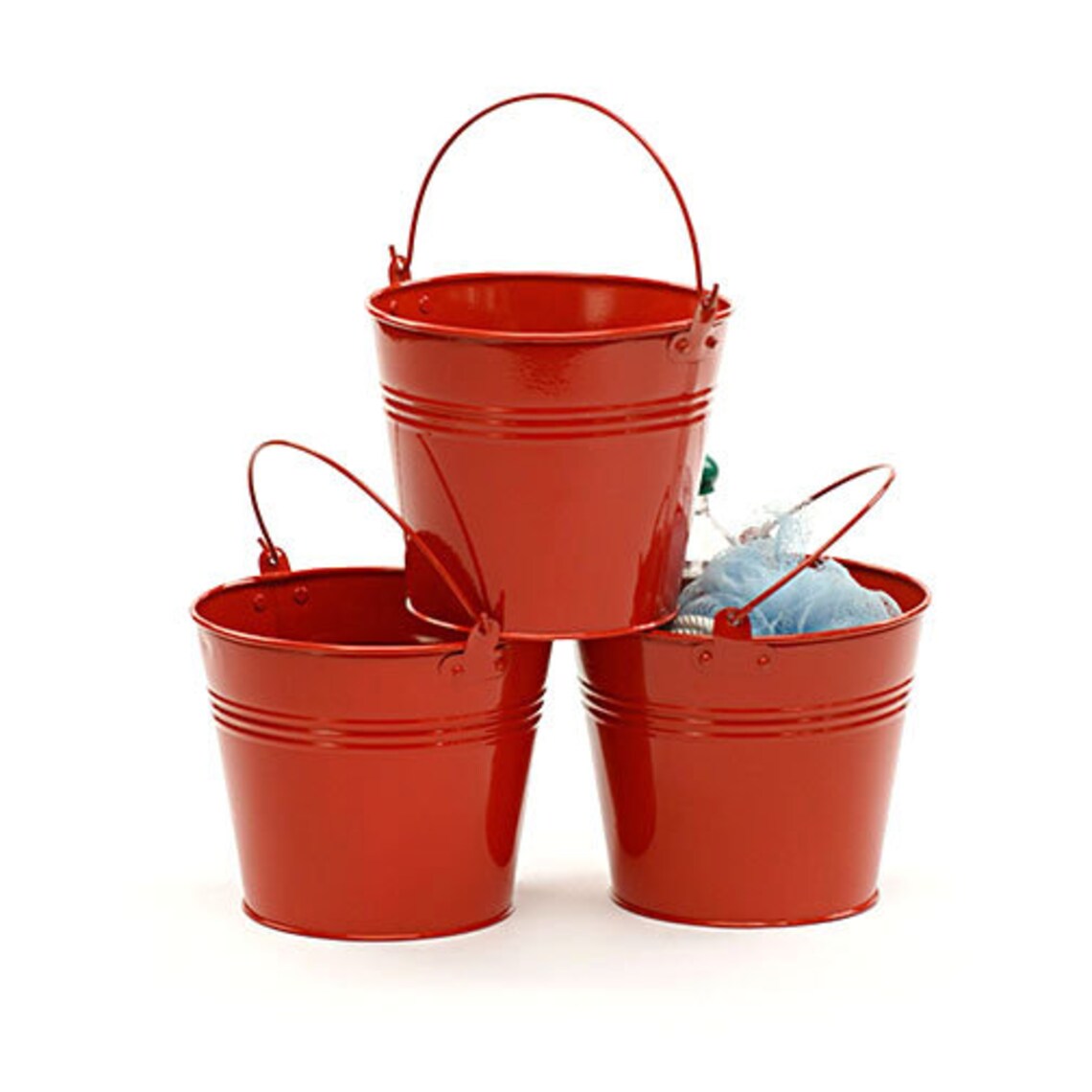 Large 6 Red Galvanized Pail W Handle And Plastic Liner Etsy