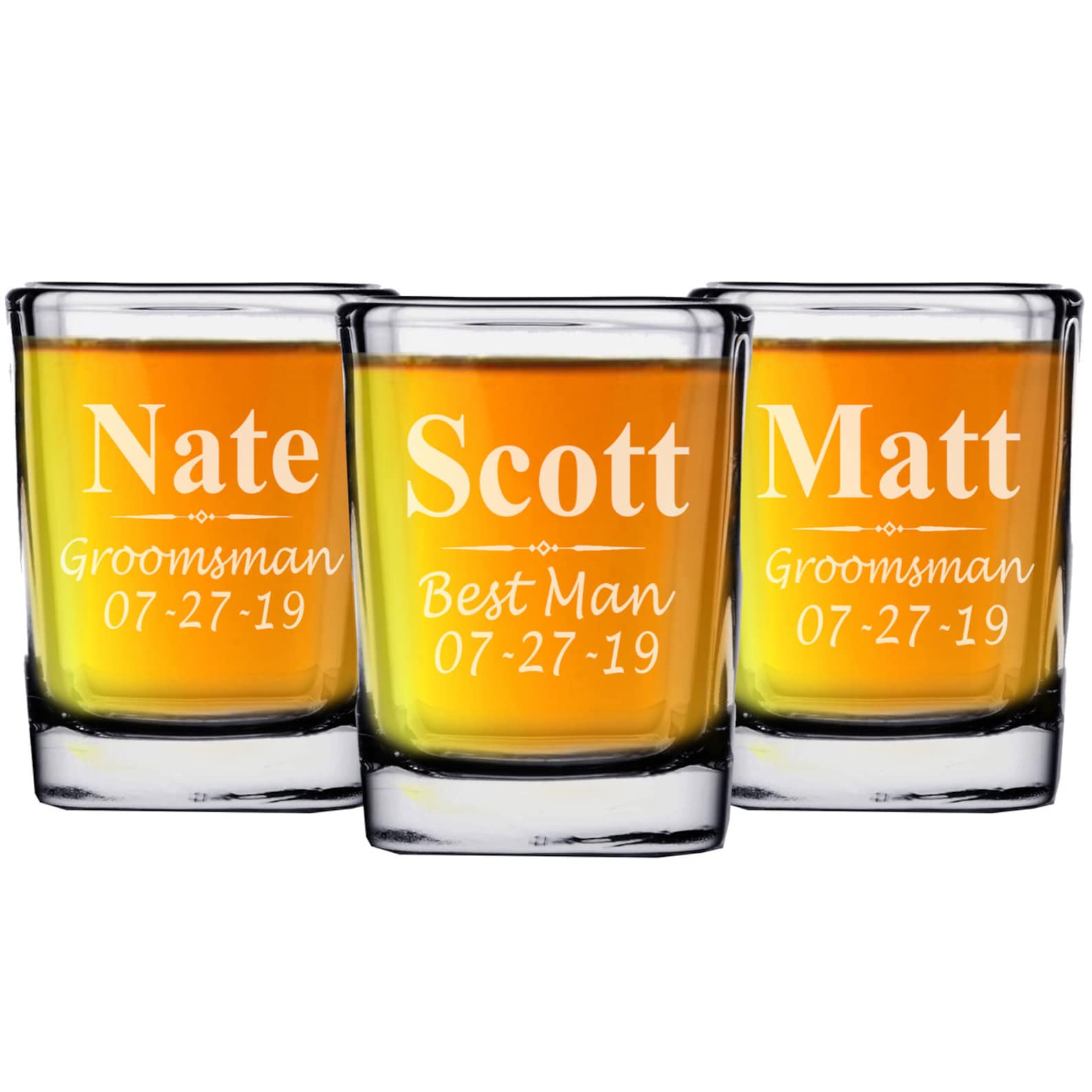Custom Laser Engraved Square Shot Glass Groomsmen Usher Etsy
