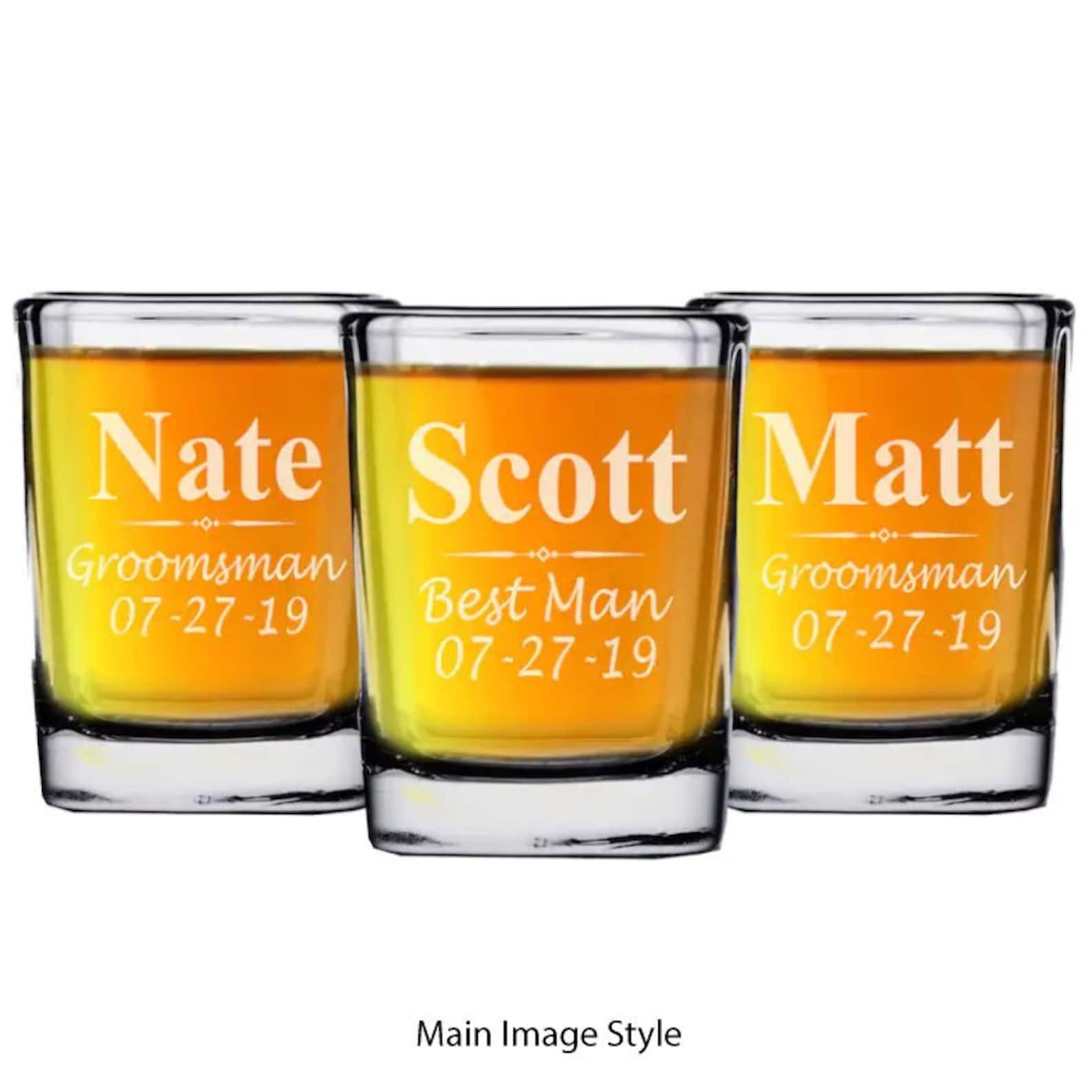 Custom Laser Engraved Square Shot Glass Groomsmen Usher Etsy