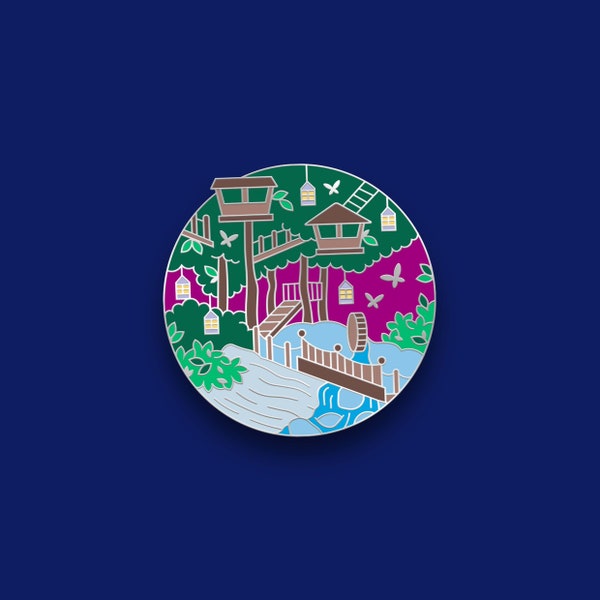 Pin - Swiss Robinson Family Tree House (Disneyland Paris Park) Inspired Silver Plated Hard Enamel Pin - 40mm