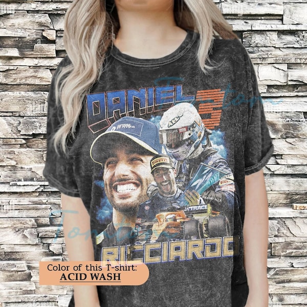 Vintage Wash Oversized Shirt | Daniel Ricciardo McLaren Racing 90s x Bootleg Unisex T-Shirt Grand Prix F1 | Daniel Ricciardo Graphic Tee