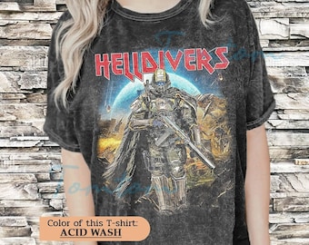 Helldivers 2 Wash Unisex Oversized Shirt, Helldivers 2 Skull Shirt - Helldivers 2 T-Shirt, Helldivers 2 Tee, Parody, Men's, Unisex & Women's