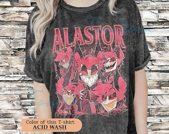 Alastor Wash Unisex Oversize Shirt | Alastor Hazbin Hotel  Vintage Shirt | Presenter Homage Graphic Unisex TShirt | Retro 90's Fans Tee Gift