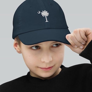 Carolina Palmetto Navy Blue Kids Embroidered SC Palmetto Tree Youth baseball cap Hat