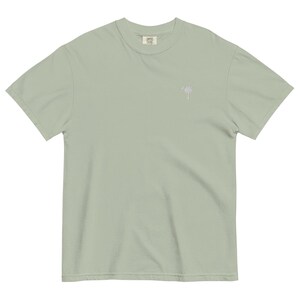 Carolina Palmetto Sage Green Comfort Colors Embroidered Unisex garment-dyed heavyweight t-shirt
