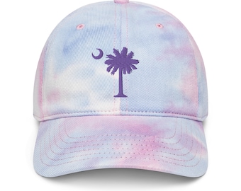 Carolina Palmetto Embroidered SC Palmetto Tree Adjustable Tie dye Hat