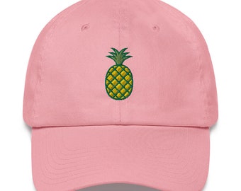 Carolina Palmetto Embroidered Pineapple Design Adjustable Cotton Cap - Light Pink