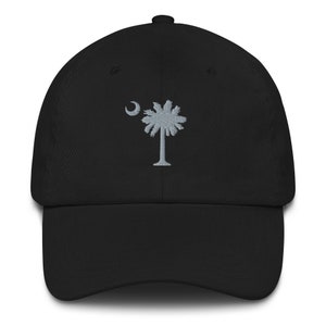 Carolina Palmetto South Carolina Grey Embroidered Palmetto Tree and Moon Adjustable Black Hat