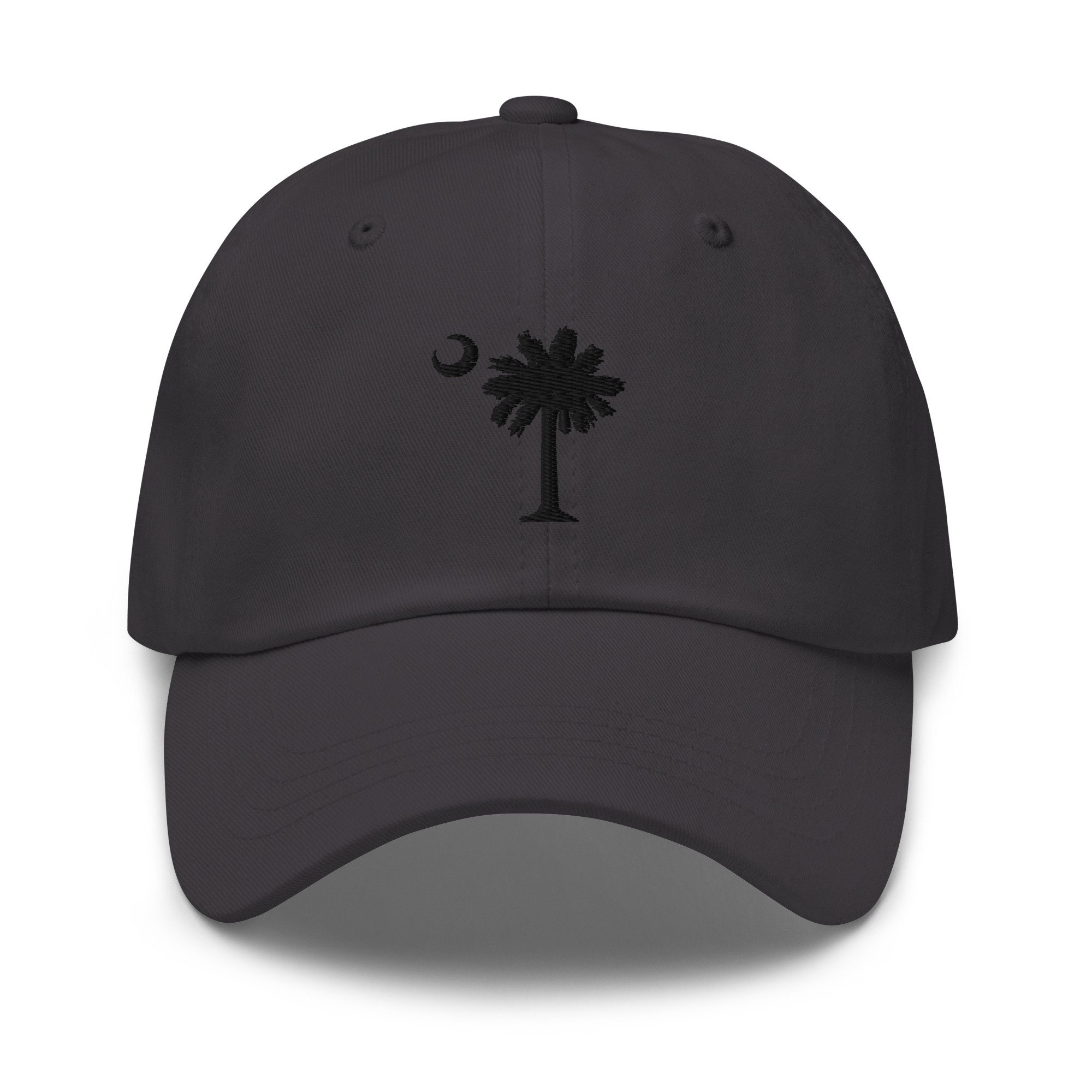 Carolina Palmetto Dark Grey Hat with Embroidered Black South Carolina Palmetto Tree