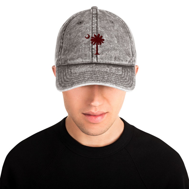 Garnet Tree SC Embroidered Palmetto Tree on Vintage Cotton Twill Cap