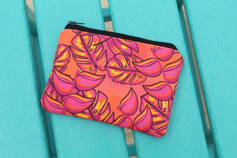 Tropical Leaves Cotton Canvas wallet and Toiletry Bag