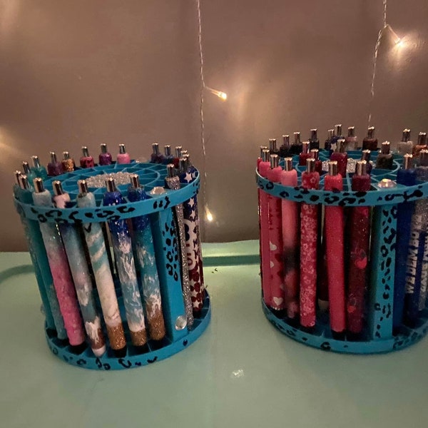 Teal Handmade Pencil Paintbrush holder, Pen Holder, Glitter Pens, Pen Display, Display Stand 49 slots Makeup Brush Rack