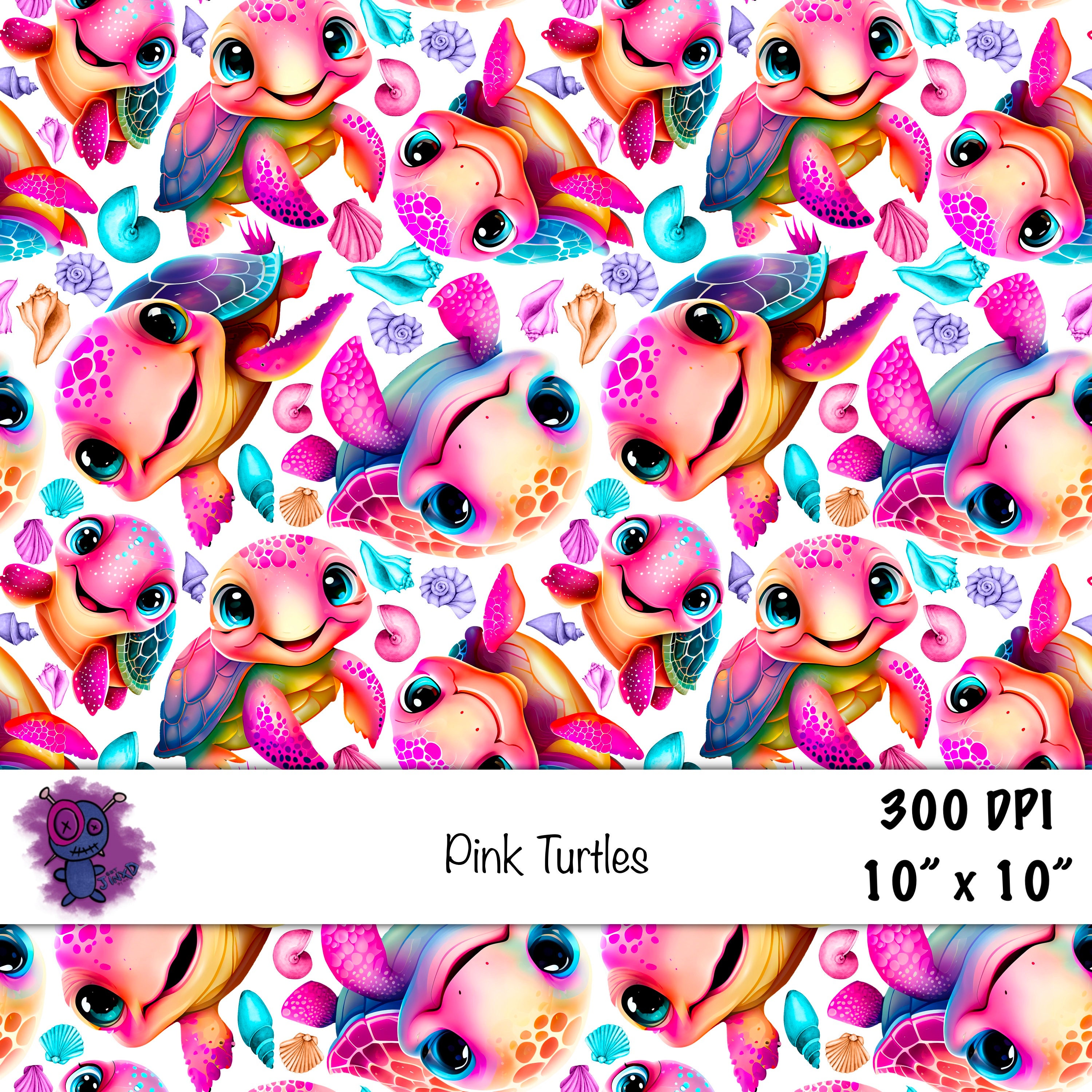 Seamless Digital Pattern Png Paper Pink Water Swimming Sea Turtle ...