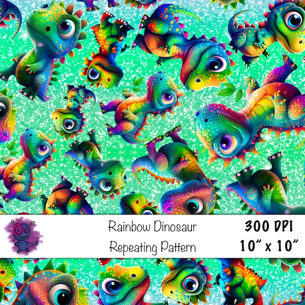 Seamless digital pattern png paper colorful dinosaur rainbow glitter Pattern fill scrapbook sublimation tumbler print