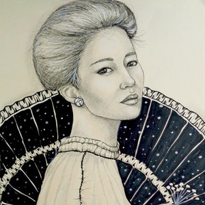 dibujo a tinta y pastel sobre cartulina de colores "VANITA'"