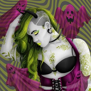 Gothic demon girl - horror themed print - plexiglass, canvas, aluminium dibond and poster available - home decor