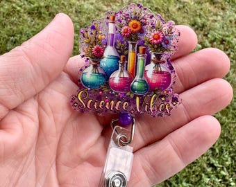 Lab Beaker Badge Reel: Science Teacher/Nurse ID Holder