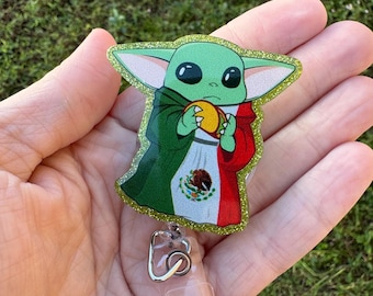 Mexican Pride Badge Reel: Nurse Teacher ID Clip