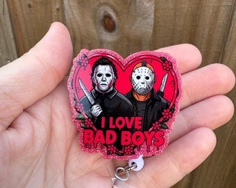 Horror Valentine Badge Reel: Heart Shaped, I Love Bad Boys