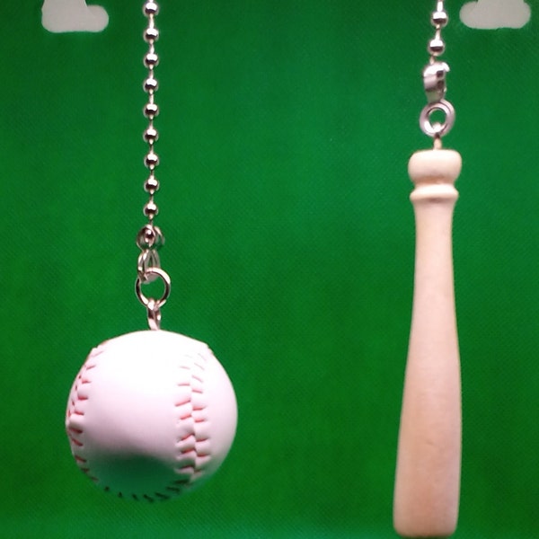 Baseball and Bat Ceiling Fan Pull Chain Set