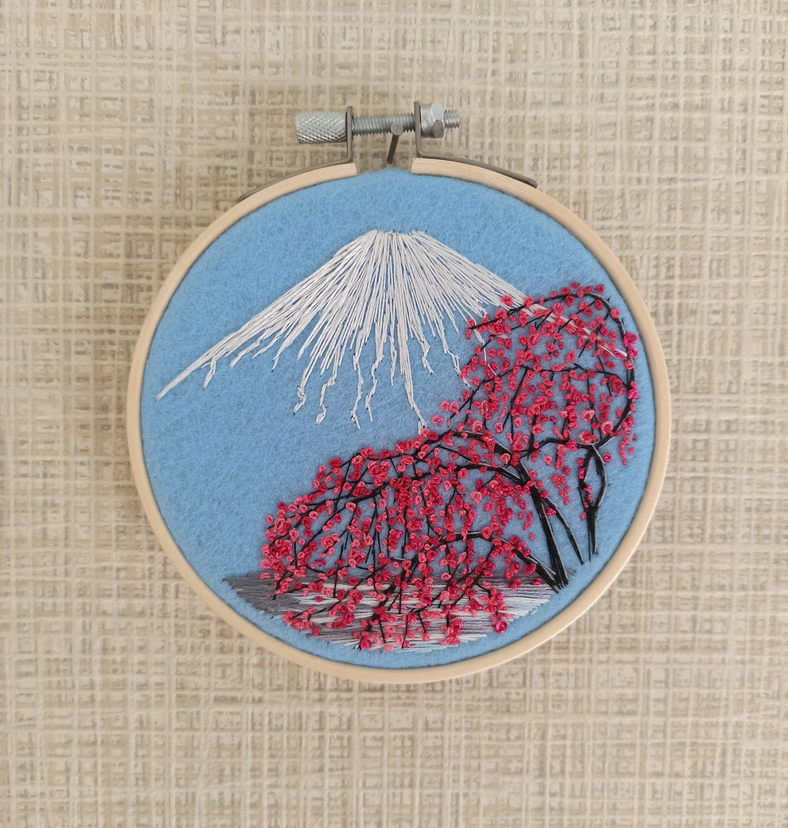 Embroidery wall art embroidery mountain landscape Fujiyama Etsy