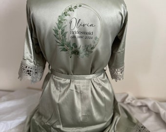 Personlaised Lace Edge Bridal Dressing Gowns - Kids and Adults -Various Colours