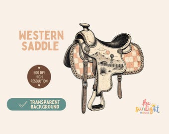Sella western PNG Design retrò da cowgirl per sublimazione