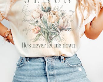 Conception de chemise chrétienne fleurs sauvages - Jésus PNG sublimation (téléchargement numérique)