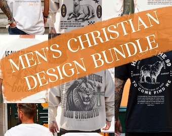 Paquete de diseños de camisetas cristianas para hombre, estilo retro moderno en formato PNG (descarga digital)