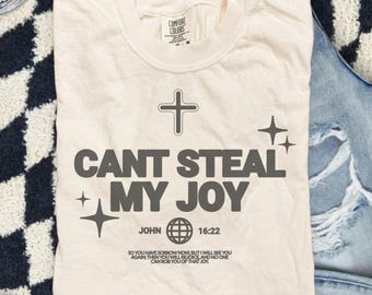 Design per maglietta cristiana PNG – "Non puoi rubarmi la gioia" Giovanni 16:22 (Download digitale)