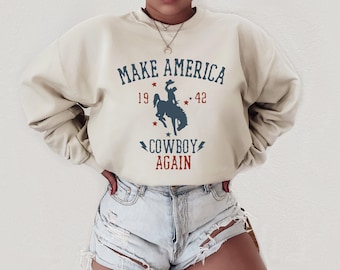 Make America Cowboy Again png, Retro Designs, Western Fourth of July png, Boho Western png, Retro png, Fourth of July Sublimation Designs