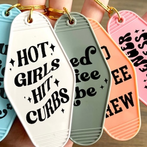 Hotel Keychain png Bundle, Hot Girls Hit Curbs png, Keychain png, Trendy png, Design Downloads